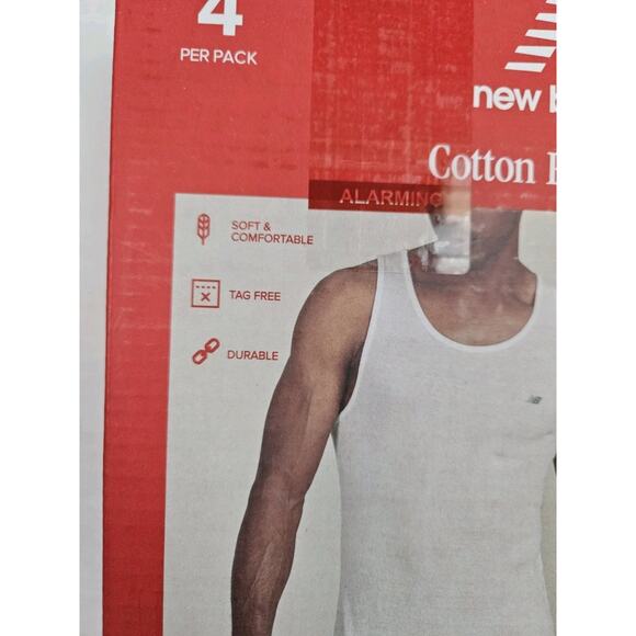 NEW BALANCE 4 Pack Shirts Men's XL Multicolor Ribbed Tank Tops Vests Stretch - Picture 4 of 5